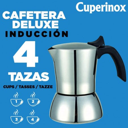 Cafetera Italiana de acero inoxidable 2 tazas de capacidad.